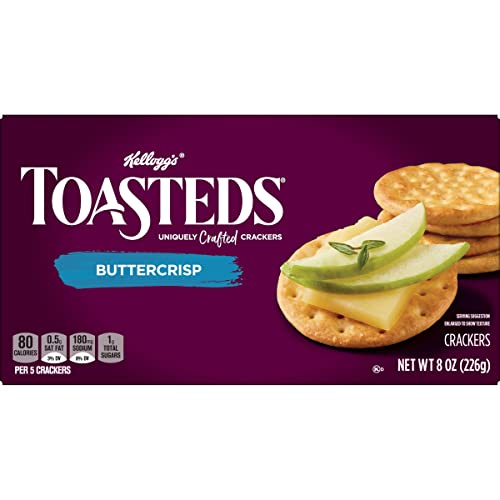 Toasteds Crackers, Party Snacks, Lunch Snacks, Classic Buttercrisp, 8oz Box (1 Box)