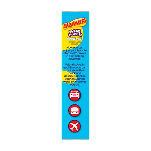 Starburst Fruit Punch Drink Mix, Sugar-Free On-The-Go Drink Mix, 0.59oz (16.4g), 3 Pack