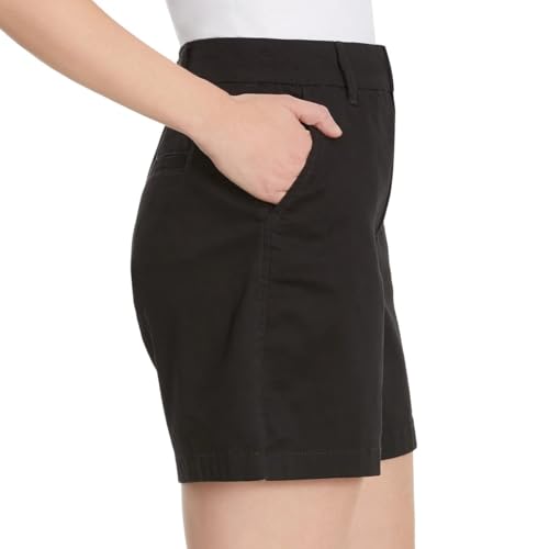 Gloria Vanderbilt Women High Rise Cotton Chino Shorts (Black, 12)