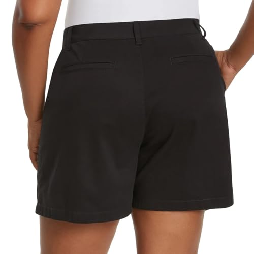 Gloria Vanderbilt Women High Rise Cotton Chino Shorts (Black, 12)