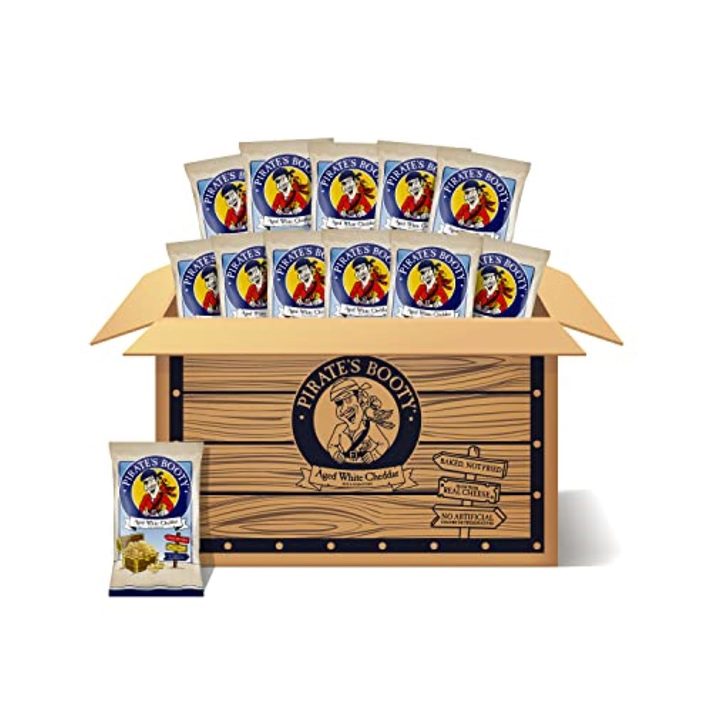 Pirate's Booty Aged White Cheddar Cheese Puffs, Gluten-Free, Kids Snacks, 1oz (12ct)