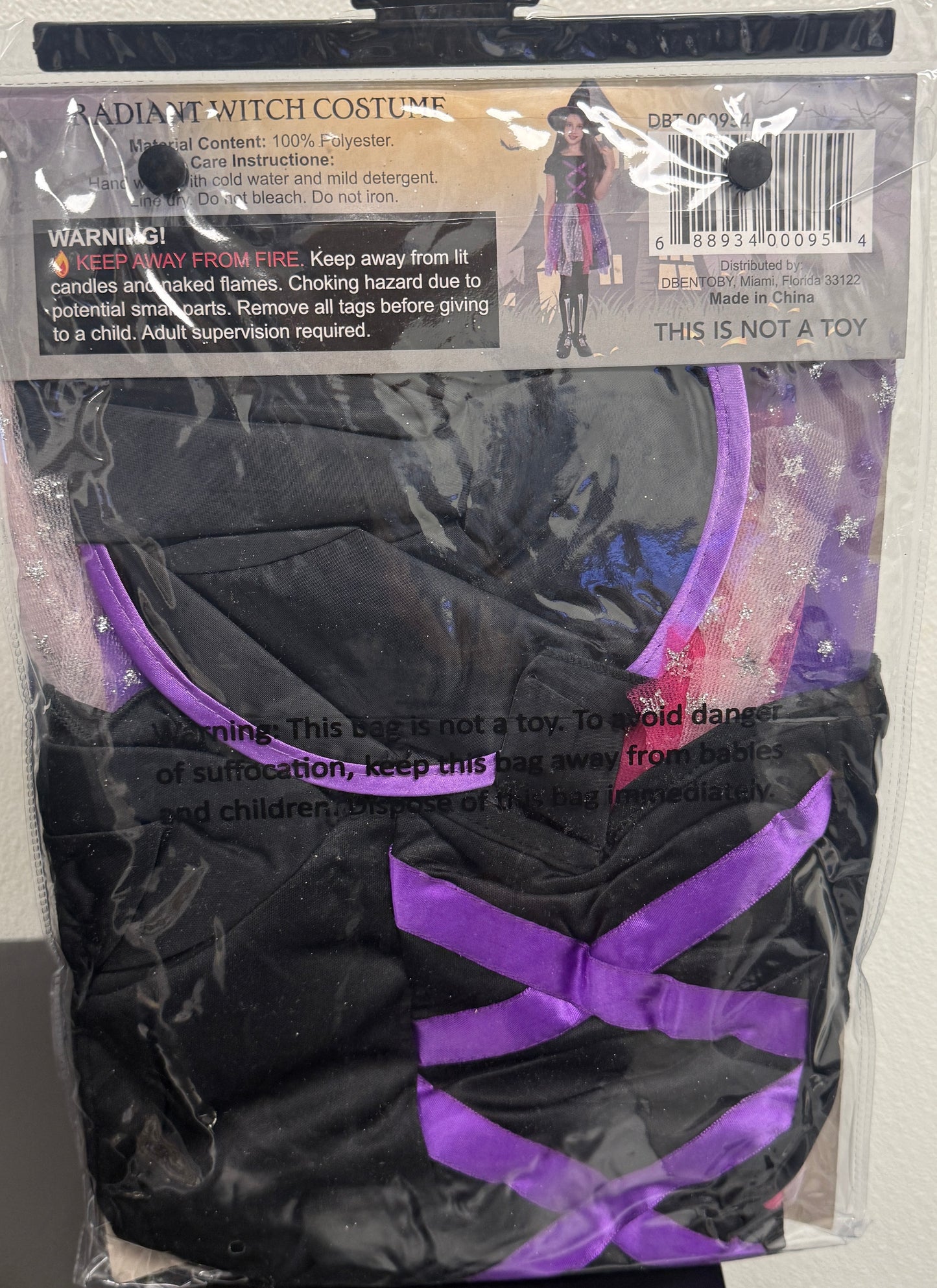 Halloween Girls Radiant Witch Costume, Hat and Dress Included (7-9)