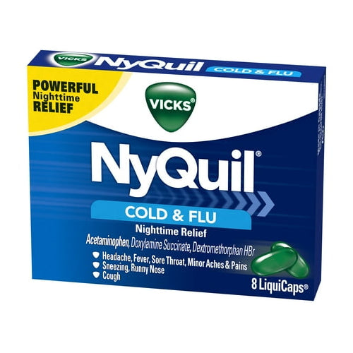 Vicks NyQuil Cold & Flu Nighttime Relief LiquiCaps 8 Count