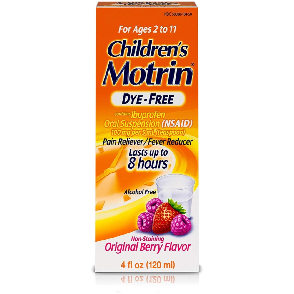 Motrin Childrens Formula, 4 oz, Dye- Free, Berry