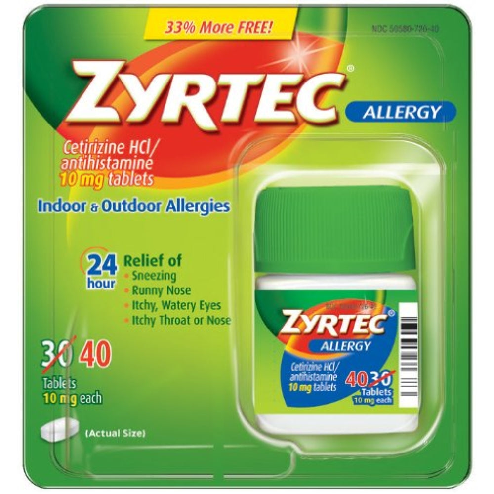 Zyrtec 24 Hour Allergy Relief Tablets, 40 Count Bonus Pack
Zyrtec 24 Hour Allergy Relief Tablets, 40 Count Bonus Pack
Zyrtec 24 Hour Allergy Relief Tablets, 40 Count Bonus Pack