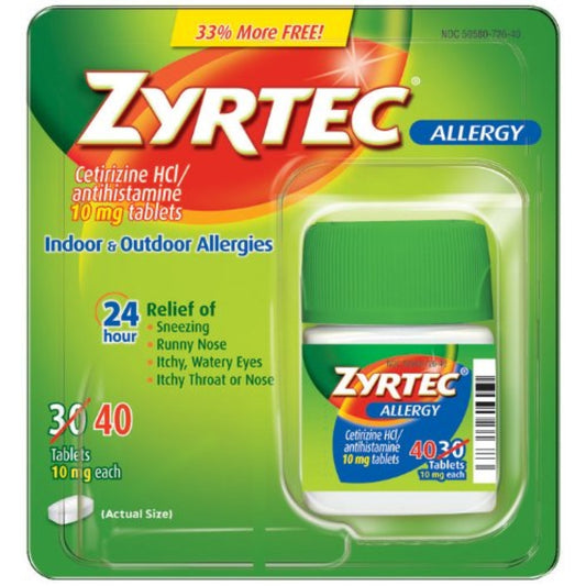 Zyrtec 24 Hour Allergy Relief Tablets, 40 Count Bonus Pack
Zyrtec 24 Hour Allergy Relief Tablets, 40 Count Bonus Pack
Zyrtec 24 Hour Allergy Relief Tablets, 40 Count Bonus Pack