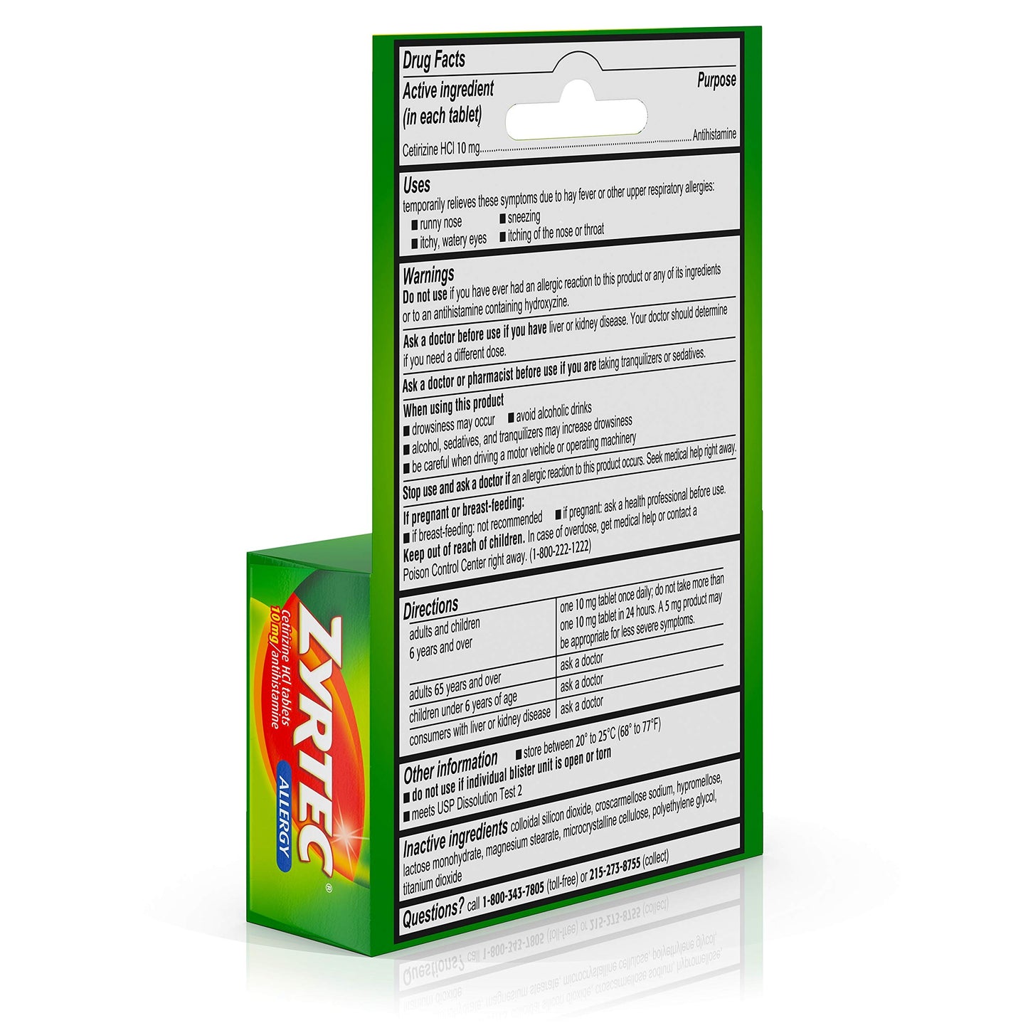 4 Pack Zyrtec 24 Hour Allergy Relief Tablets, 10 mg Cetirizine HCl Antihistamine, Travel Size, 3 ct