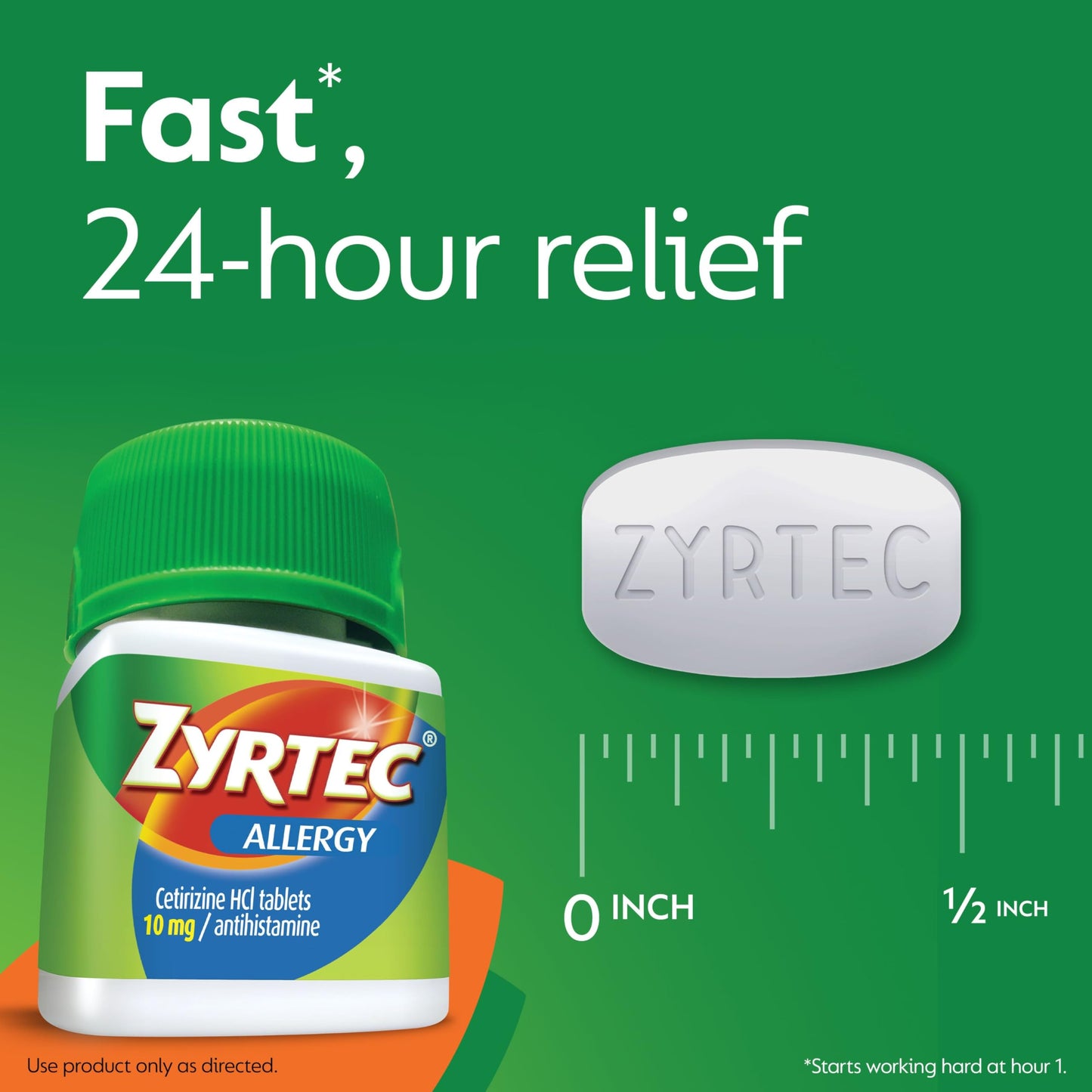 Zyrtec 24 Hour Allergy Relief Tablets, Allergy Medicine with 10 mg Cetirizine HCl per Antihistamine Tablet for Allergies, On-The-Go Relief, Individual Travel Pouches, 5 ct, (5 x 1 ct)