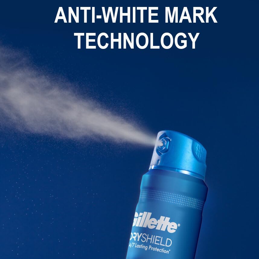 Gillette Dry Spray Antiperspirant and Deodorant for Men, 24/7 Sweat & Odor Protection, Anti-White Mark Technology, Cool Wave Scent, 4.3 oz (Pack of 3)