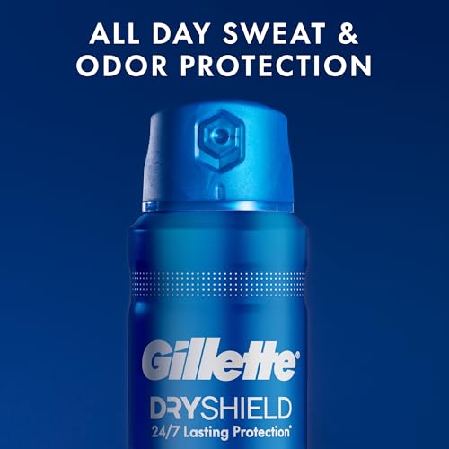 Gillette Dry Spray Antiperspirant and Deodorant for Men, 24/7 Sweat & Odor Protection, Anti-White Mark Technology, Cool Wave Scent, 4.3 oz (Pack of 3)