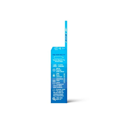 Durex Classic Condom XXL Longer & Wider Natural Latex Condoms, 3 Count - Ultra Fine & Lubricated