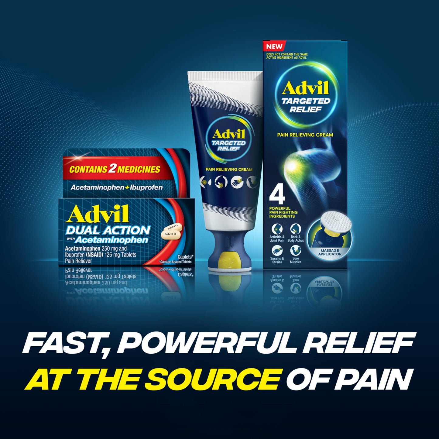Advil Dual Action With Acetaminophen And Ibuprofen (2 Dose Equivalent) For 8 Hour Pain Relief. 3 Travel Size, 8 Caples each
