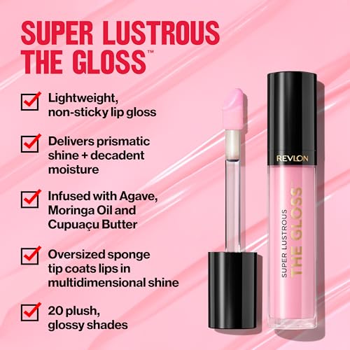 Revlon Super Lustrous Lip Gloss, Non-Sticky, Hydrating, High Shine Finish, 255 Sandstorm, 0.13 oz