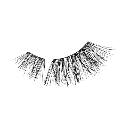 KISS imPRESS Falsies Easy Tab Press On Self Adhesive Eyelashes, Black, 'Demi Wispy', 1 Pair of 8mm-10mm Inner Natural Volume Eyelash Clusters & 1 Pair of 11mm-13mm Outer Half-Lashes with Easy Tabs