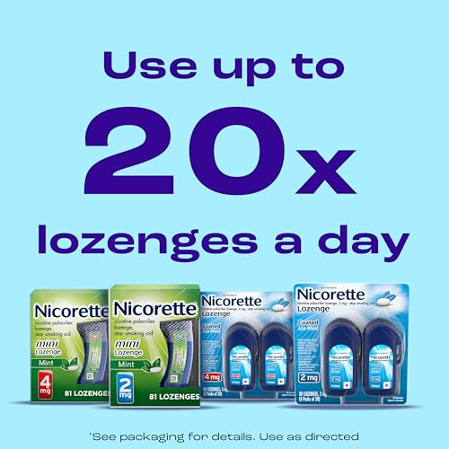 Nicorette 4 mg Coated Nicotine Lozenges to Help Quit Smoking - Ice Mint Flavored Stop Smoking Aid, 20 Count x 4
