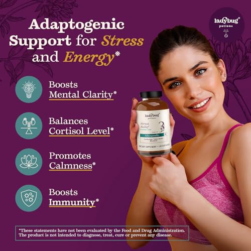 Organic Mood Pills - 60 Capsules Organic Ashwagandha Supplements for Women and Men, Ashwagandha Root Capsules with Cordyceps, Holy Basil & Rhodiola, Reduce Stress, Boosts Mood and Cognitive Function