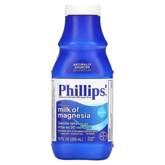 Phillips' Milk of Magnesia Liquid Laxative, 12 oz, Cramp Free & Gentle Overnight Relief Of Occasional Constipation, #1 Milk of Magnesia Brand