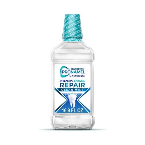 Sensodyne Pronamel Intensive Enamel Repair Alcohol Free Mouthwash to Help Actively Repair Enamel and Protect Against Cavities, Fluoride Mouthwash, Clean Mint, 16.9 Fl Oz X 2