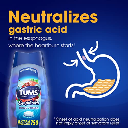 TUMS Antacid Smoothies Berry Fusion Tablets 60 Count 2 Pack
