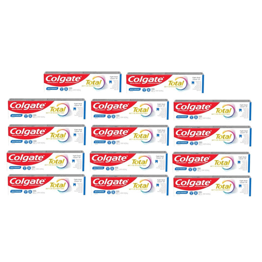 Colgate Total Active Prevention Travel Toothpaste, Whitening Toothpaste with Fluoride, Antibacterial, Mint, Clinically Proven Gum Health, Travel Size 1.4 oz - 14 Pack