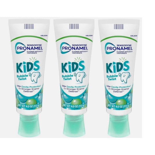 Sensodyne Pronamel Kids Toothpaste, Fluoride Anticavity Toothpaste, Cavity and Enamel Protection, for Ages 2+, BubbleTwist Flavored, 4 oz (3 Pack)