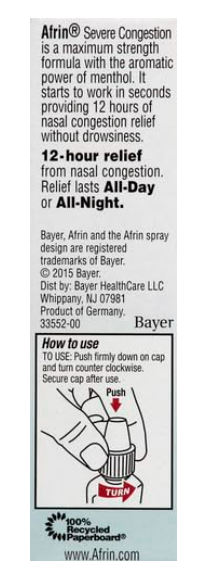 Afrin Severe Congestion Nasal Spray 0.5oz (15 ml)