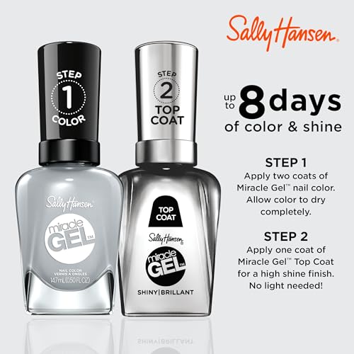 Sally Hansen Miracle Gel™, Greyfitti, Long Lasting, Gel-Like Formula, No UV Lamp Needed, Grey Nail Polish