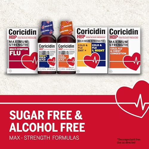 Coricidin HBP Maximum Strength Multi-Symptom Flu Tablets For Body Aches, Body Pains Cold and Cough Relief: Flu Medicine for Adults with High Blood Pressure - 24 Count