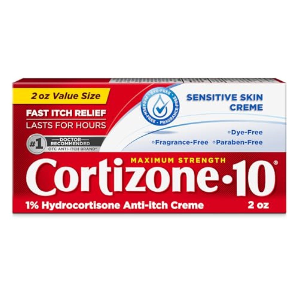 Cortizone 10 Maximum Strength Sensitive Skin Anti-Itch Cream, 1% Hydrocortisone, 2 oz.