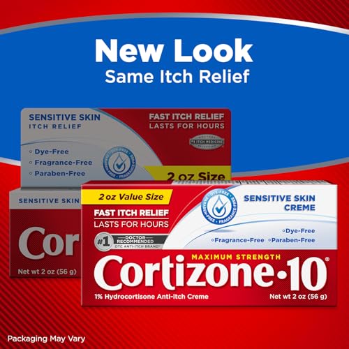 Cortizone 10 Maximum Strength Sensitive Skin Anti-Itch Cream, 1% Hydrocortisone, 2 oz.