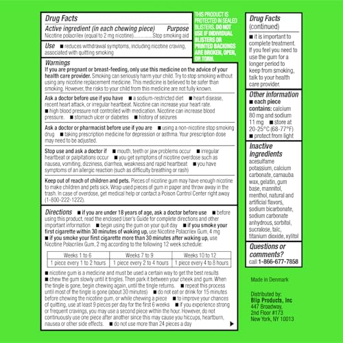Blip NRT Nicotine Gum - 2mg Mint Freeze Flavor (20 Count) - Help Quit Smoking Aid, Reduce Cravings - Nicotine Replacement Therapy