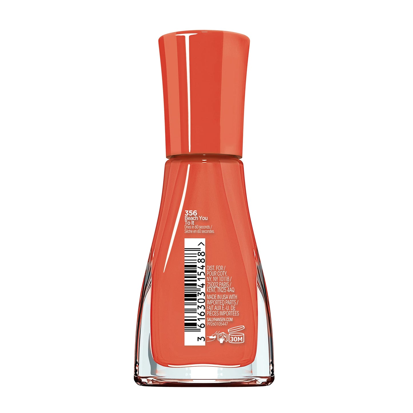 Sally Hansen Insta-Dri, Beach You To It, Quick Dry, Long Lasting, Opaque, Shiny Orange Nail Polish