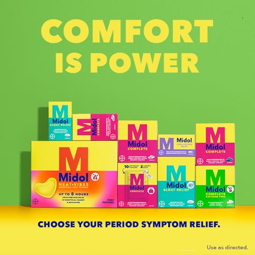 Midol Complete Caffeine Free Caplets 24ct: Midol Complete Caffeine Free Menstrual Pain Relief Caplets with Acetaminophen, Provides Headache Relief and Period Cramps Relief, 24 Count