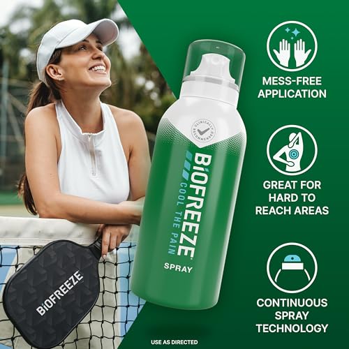 Biofreeze Menthol Spray 3 FL OZ Colorless Aerosol Spray for Pain Relief associated with Sore Muscles, Arthritis, Simple Backaches, and Joint Pain