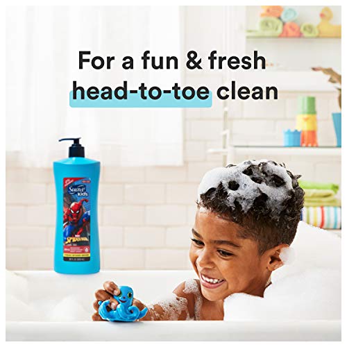 Suave Kids 3 in 1 Shampoo Conditioner Body Wash For Tear-Free Bath Time, Fresh Spider-Sense, Dermatologist-Tested Kids Shampoo 3 in 1 Formula 28 oz
