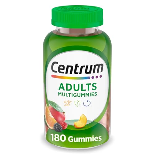 Centrum MultiGummies Gummy Multivitamin for Adults, Multivitamin/Multimineral Supplement with Vitamins D, B and E, Assorted Fruit Flavor - 180 Count