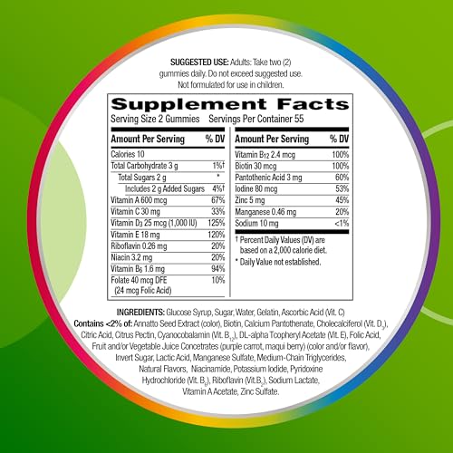 Centrum MultiGummies Gummy Multivitamin for Adults, Multivitamin/Multimineral Supplement with Vitamins D, B and E, Assorted Fruit Flavor - 180 Count