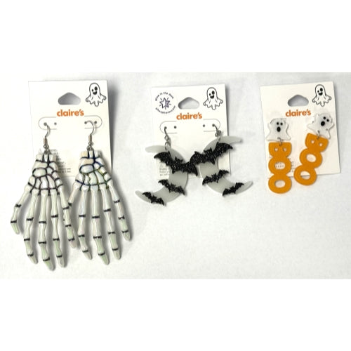 Claires Halloween Black Spiderweb Dangle Pierced Post Stud Earrings Enamel New