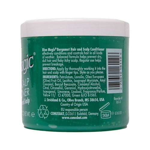 Blue Magic Bergamot Hair & Scalp Conditioner, 12 oz, Dry, Conditioning, Adult, Moisturizing