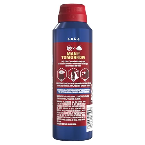 Old Spice Aluminum Free Body Deodorant Dry Body Spray for Men, 24/7 Freshness & Lasting Scent, 24/7 Sweat & Odor Protection, Smell Like a Hero, Superman, Bright Citrus & Cosmos Scent, 5.1 oz