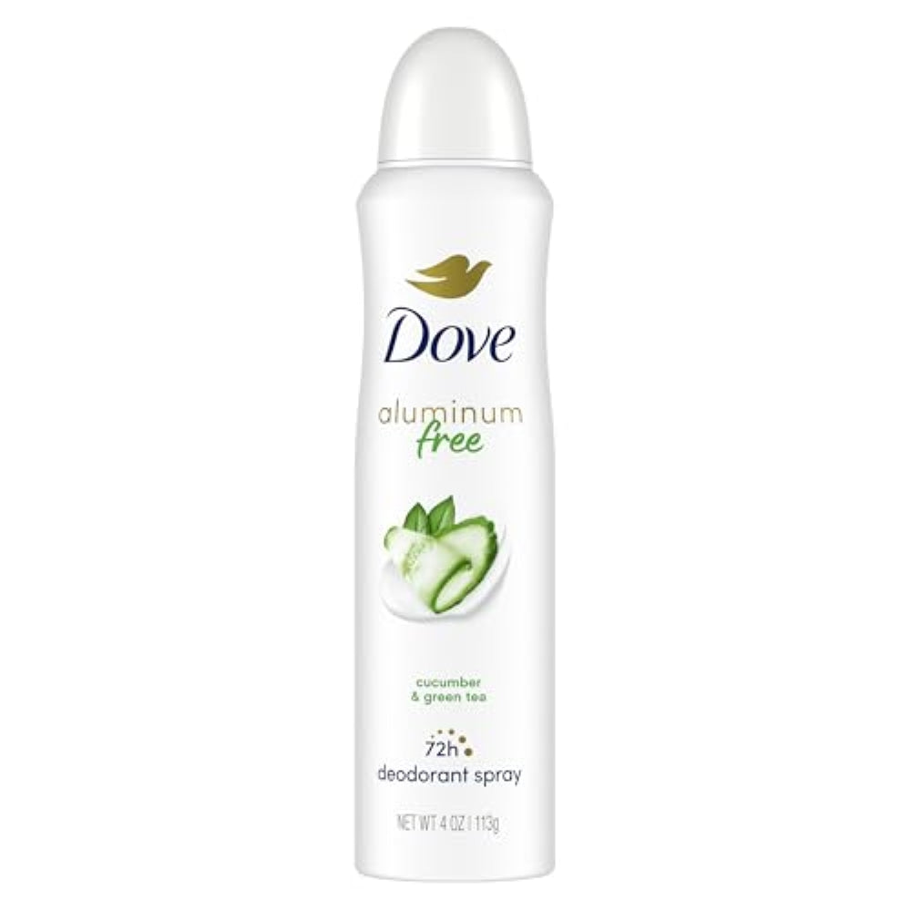 Dove Aluminum Free Deodorant Spray for Women Cucumber & Green Tea 72 hour odor protection 4 oz