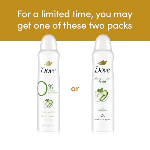 Dove Aluminum Free Deodorant Spray for Women Cucumber & Green Tea 72 hour odor protection 4 oz
