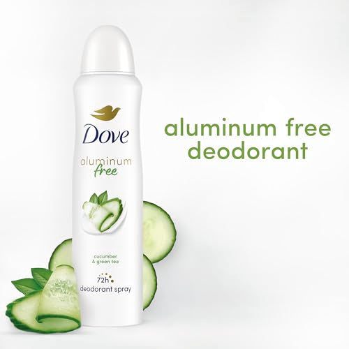 Dove Aluminum Free Deodorant Spray for Women Cucumber & Green Tea 72 hour odor protection 4 oz
