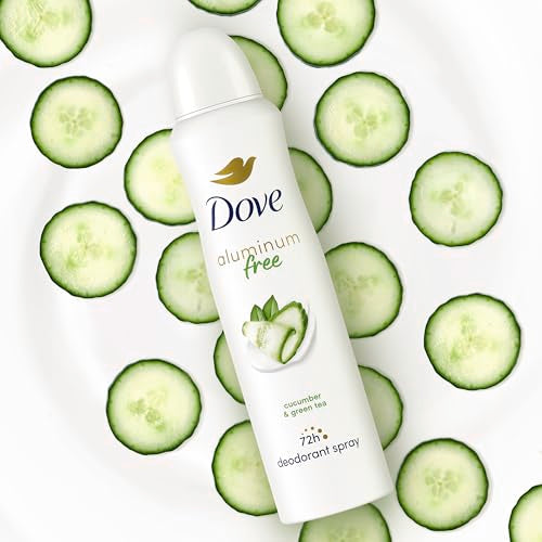 Dove Aluminum Free Deodorant Spray for Women Cucumber & Green Tea 72 hour odor protection 4 oz