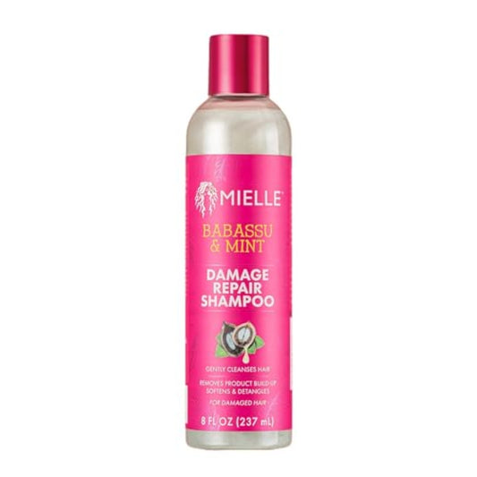 Mielle Organics Babassu & Mint Damage Repair Hair Shampoo - Hydrating Shampoo & Scalp Build-Up Remover - Gently Cleanses & Preps for Repair (8 fl oz)