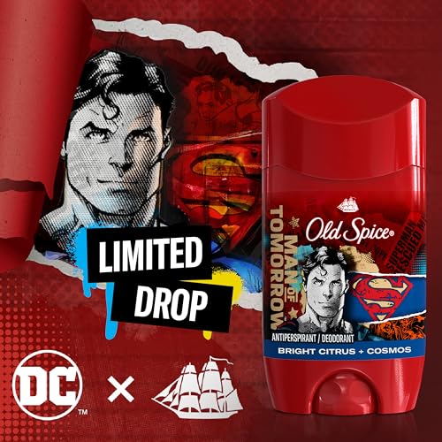 Old Spice Antiperspirant and Deodorant for Men, 24/7 Freshness & Lasting Scent, 24/7 Long Lasting Sweat & Odor Protection, Smell Like a Hero, Superman, Bright Citrus and Cosmos Scent, 2.6 oz (2 Pack)