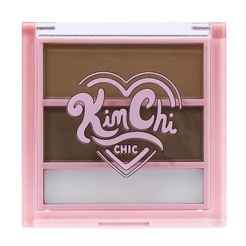KimChi Chic Kimbrowly Eyebrow Powder Duo with Brow Wax - Natural Looking Brows, 3D Effect, Cruelty Free, Light Medium O 0.27oz