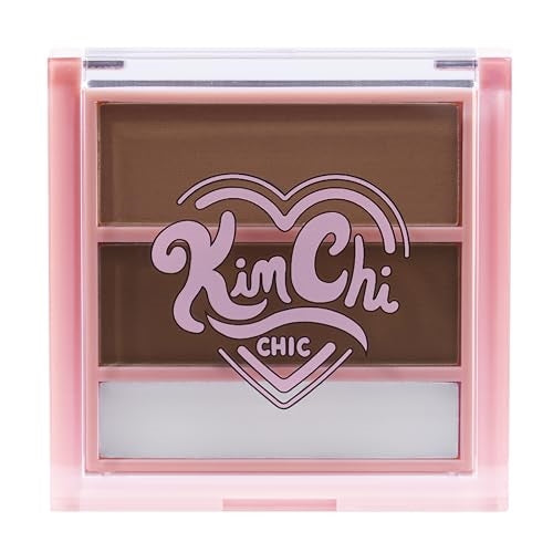 KimChi Chic Kimbrowly Eyebrow Powder Duo with Brow Wax - Natural Looking Brows, 3D Effect, Cruelty Free, Medium Deep P 0.27oz