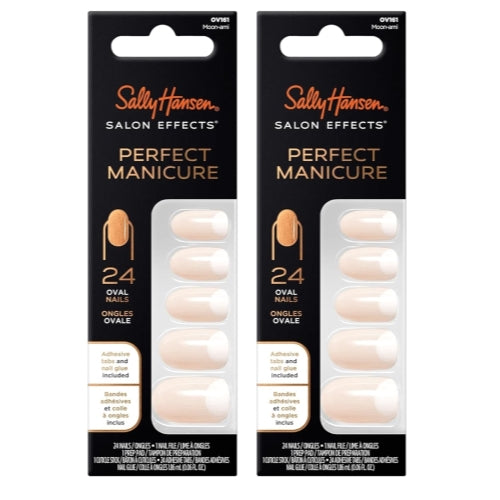Sally Hansen Salon Effects® Perfect Manicure, Moon-Ami, Press On Nails, Oval Shaped, Non-Damaging Adhesive Tabs, File, and Alcohol Pad Included