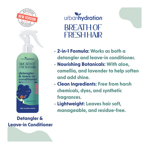 Urban Hydration Breath of Fresh Hair Kids Detangler & Leave-In Conditioner Spray 8 Fl oz